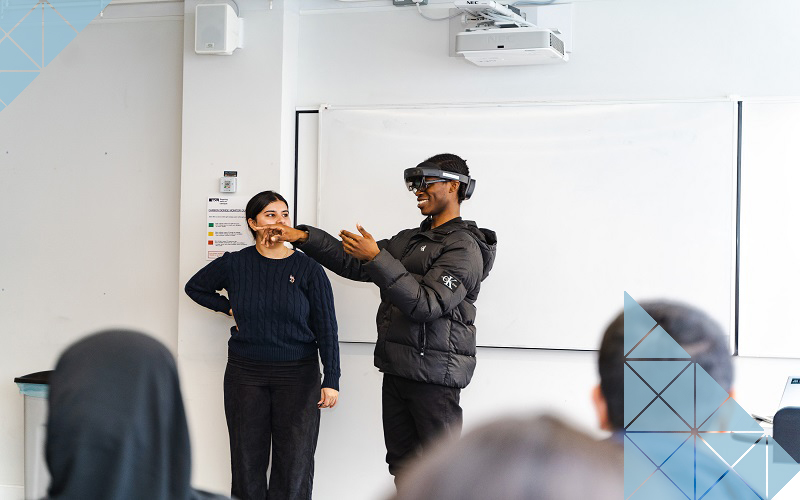 ӰԺ Computer Science student wearing augmented reality head ware 