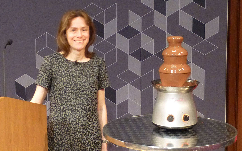 Professor Helen Wilson with chocolate fountain