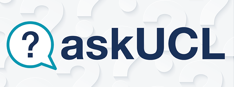AskӰԺ logo. Question mark in a speech bubble next to text 